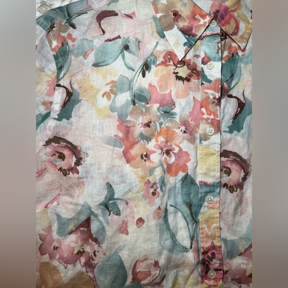 Ralph Lauren Green Label Floral Print Linen Button Down Shirt Tunic large XL - Picture 5 of 8